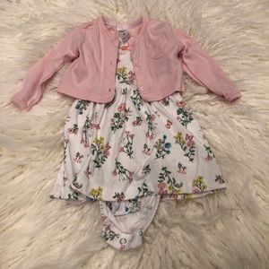 Carters Floral Print Dress with Cardigan
